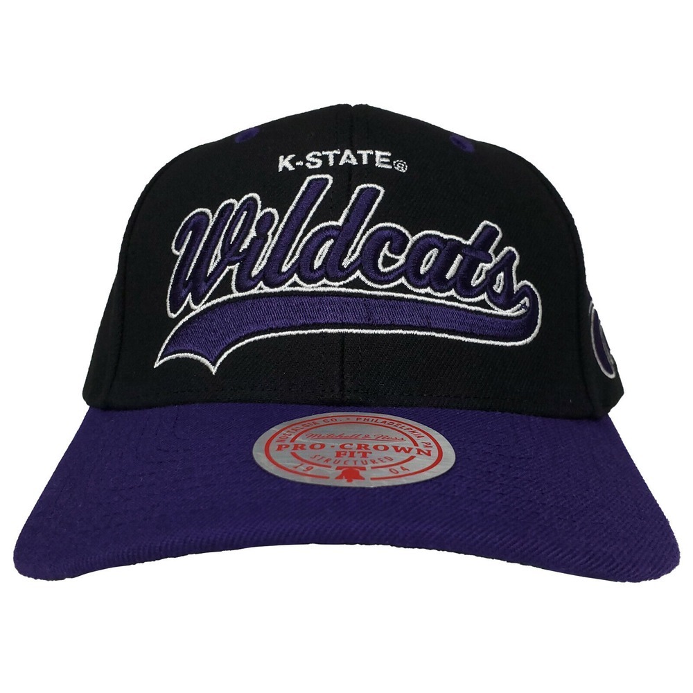 Kansas State Wildcats Mitchell & Ness NCAA Pro Fit Snapback Hat Cap Black NWT